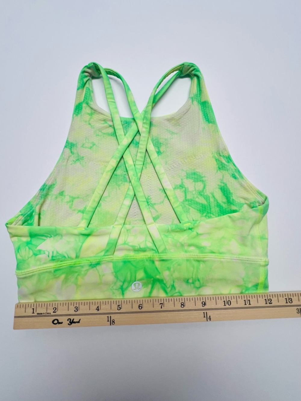 LULULEMON energy Bra Long Line Green Tie Dye Size 6 Strappy Back Medium Support - Picture 10 of 10